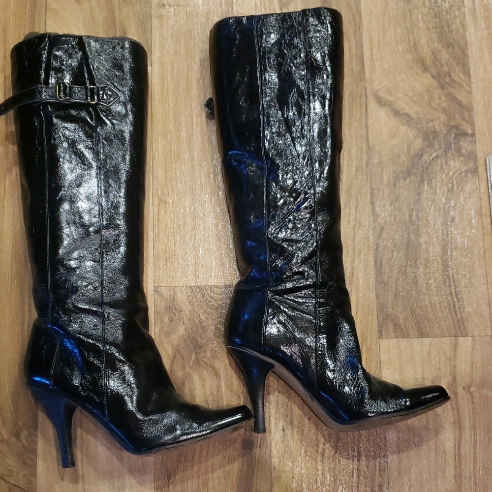 Jimmy Choo Black Heeled Boots with Stiletto Heel-Beautiful Condition. Size 38.5